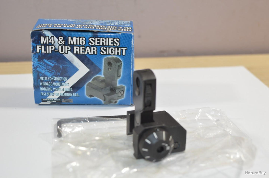 Visée arrière FLIP-UP pour M4 & M16 Fabrication Métal Airsoft soft Air Mire Réglable