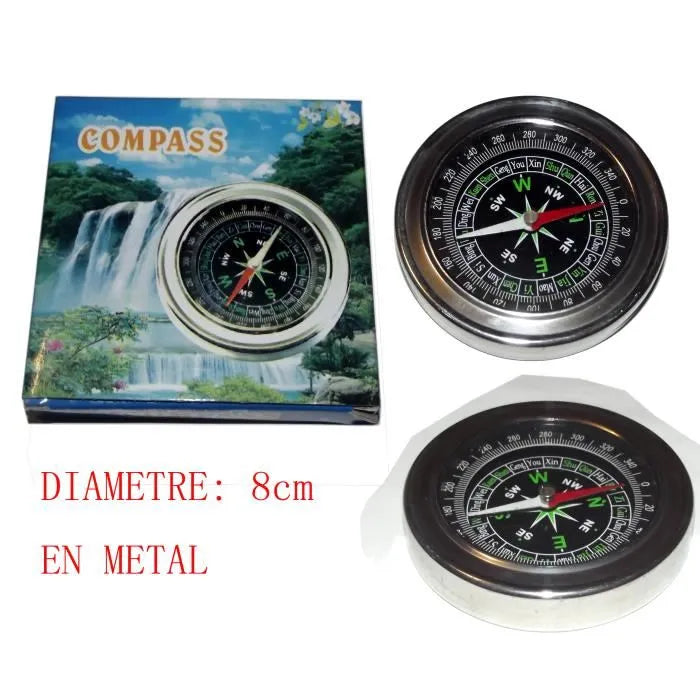 Boussole Métal 8 cm – Compas de Navigation Précis pour Randonnée & Camping