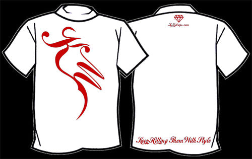 T-SHIRT KM KEEP HITTING THEM WITH STYLE WHITE RED